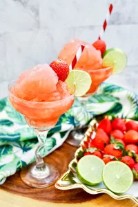 Frozen Berry Margarita in margarita glasses