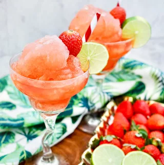 Frozen Berry Margarita in margarita glasses