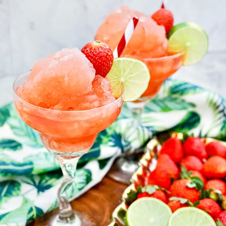 Frozen Berry Margarita in margarita glasses