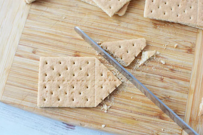 graham crackers being cut