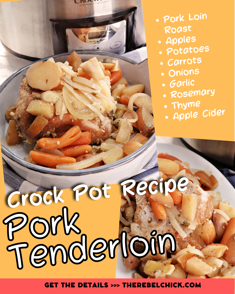 Crock Pot Pork Tenderloin with Apples - The Rebel Chick