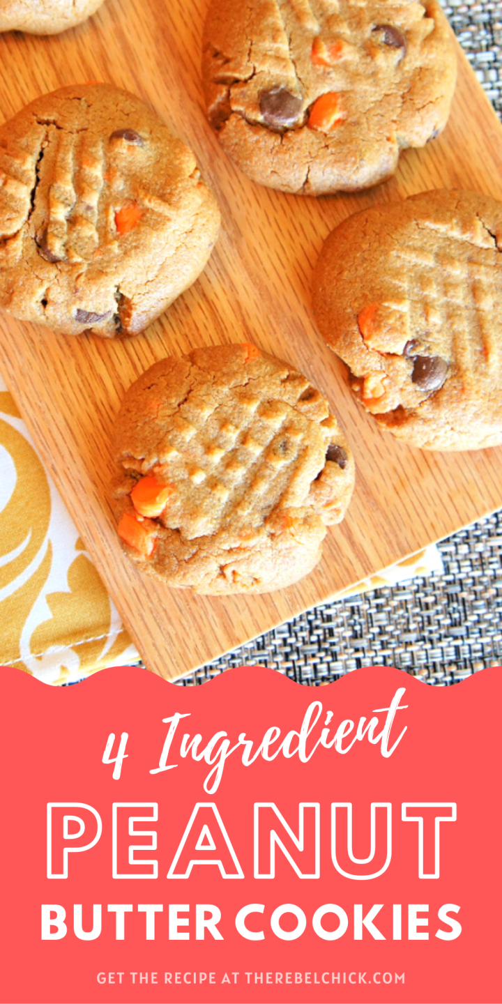 4 Ingredient Peanut Butter Cookies - The Rebel Chick