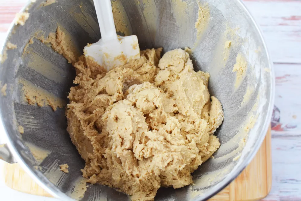 add in dry ingredients flour mixture and beat it all together until they are just combined