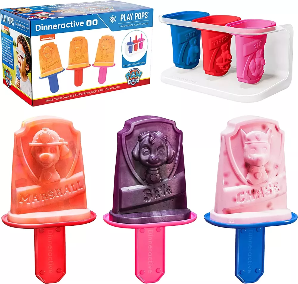 Dinneractive PAW Patrol Popsicle Molds - 3 PC Play Pop Set - Reusable Silicone Molds for DIY Popsicles for Kids