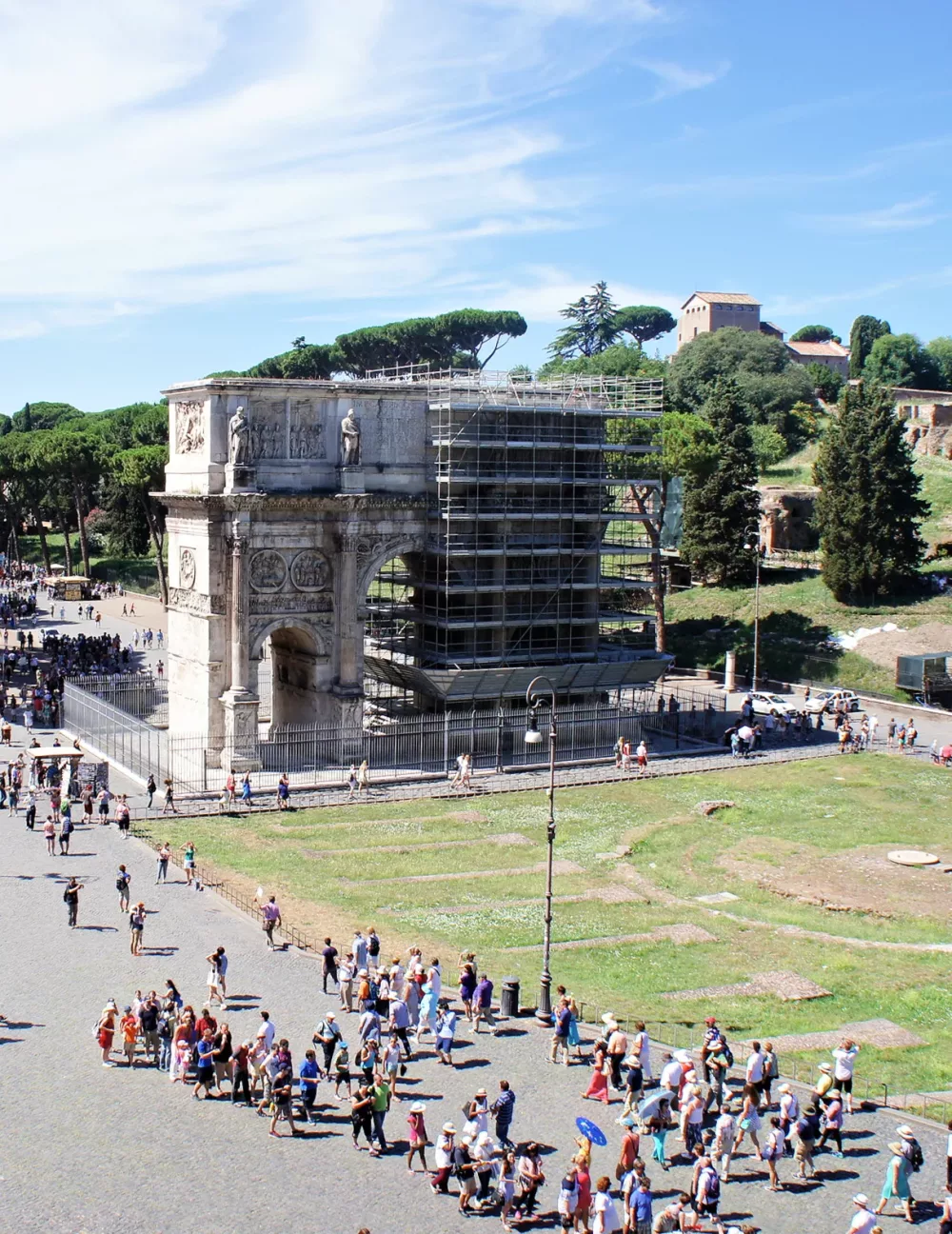 Arch of Constantine in Rome Italy under renovation 