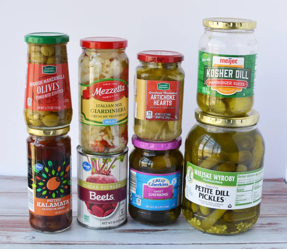 variety of pickled vegetables