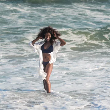 woman in a bikini in the ocean