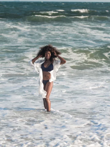 woman in a bikini in the ocean