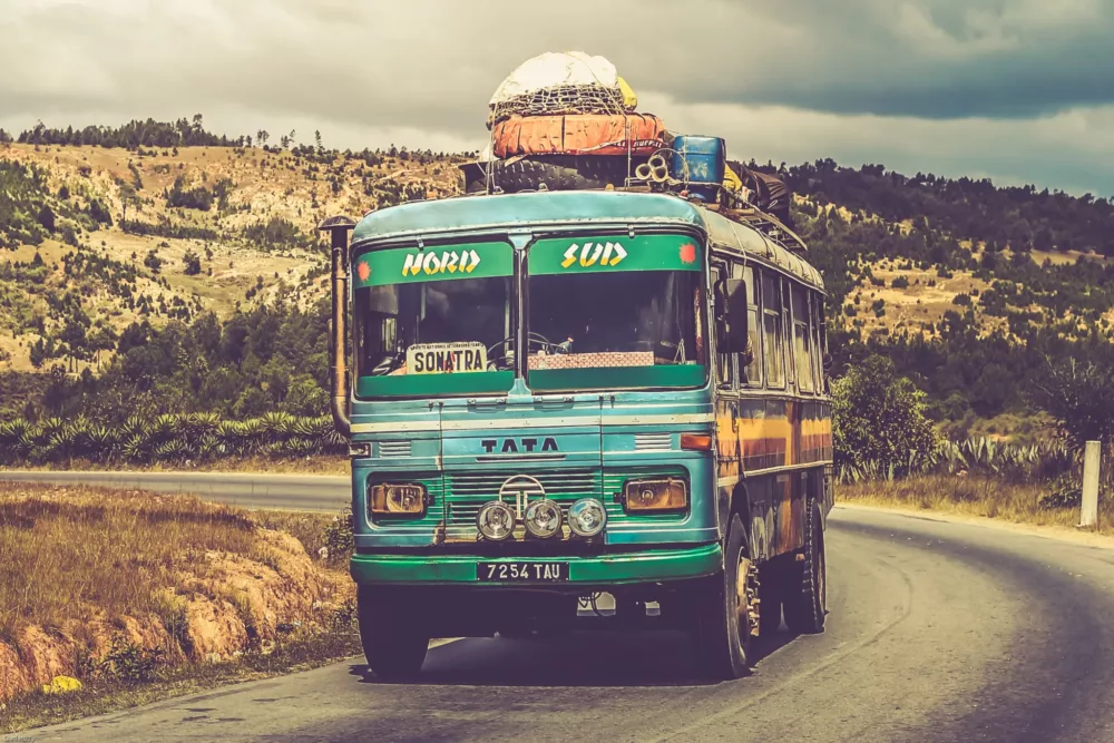 bus on a street