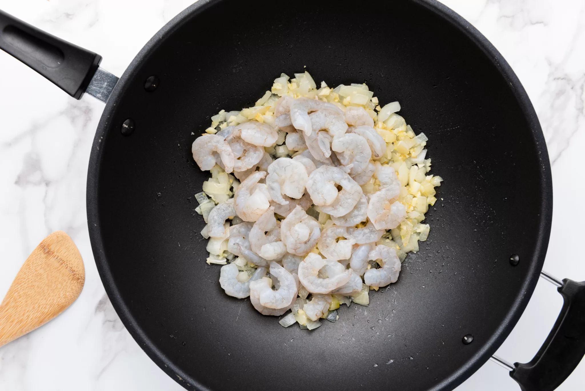 shrimp in a frying pan