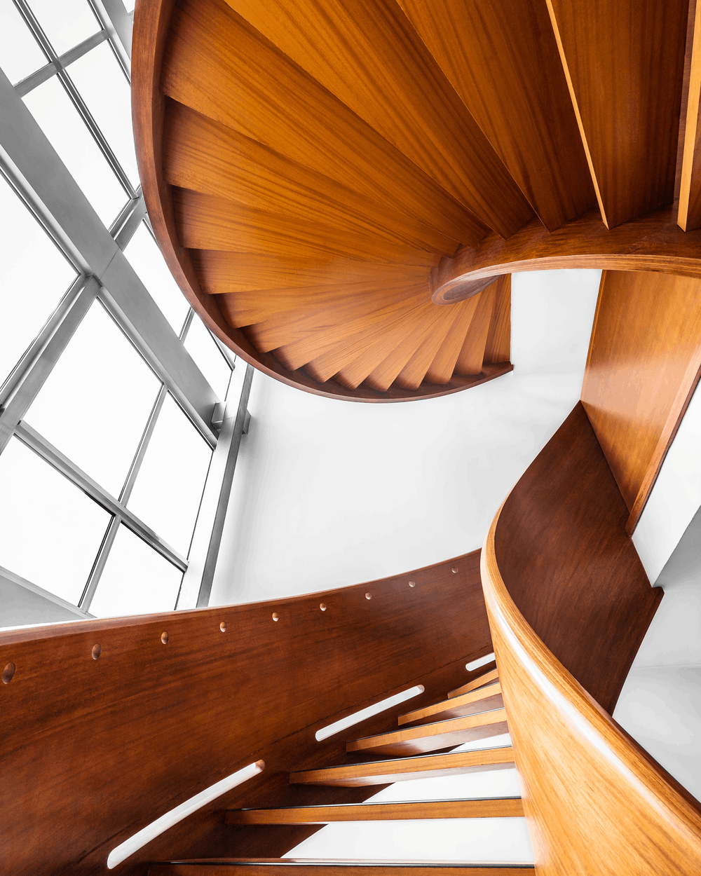 spiral wooden staircase