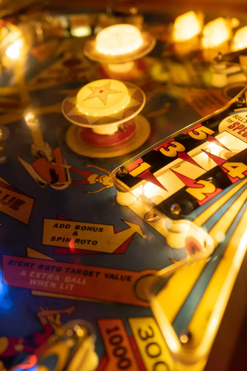 closeup view of a pinball machine