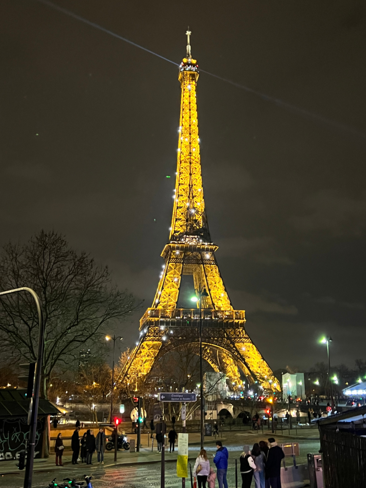 Eiffel Tower Lit Up at night