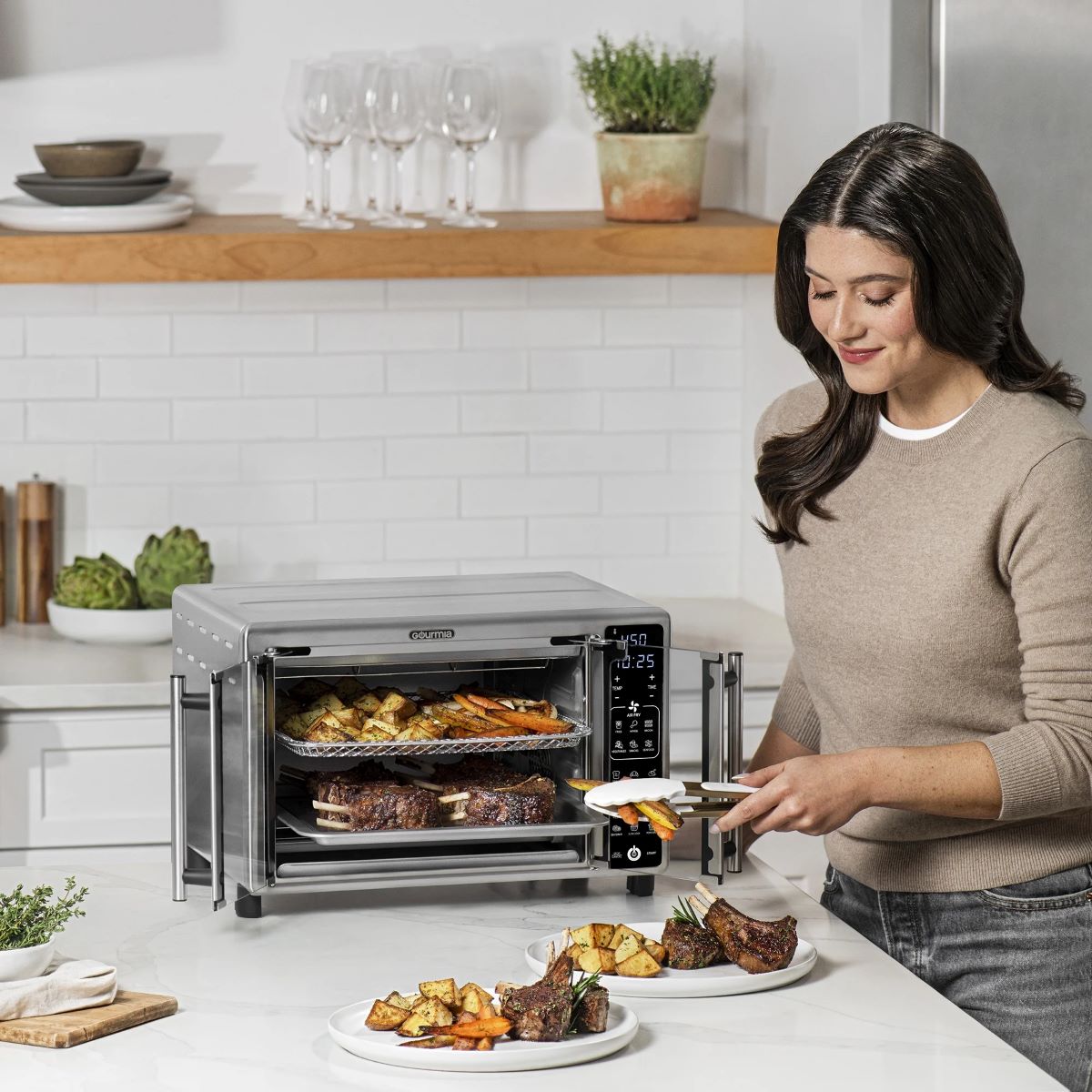 Air Fryers, Gourmia GTF2440 19-in-1 Multi-function, Digital, Stainless  Steel 6-Slice Air Fryer Oven with 19 One-Touch Cooking Functions and  Single-Pull French Doors - Includes Air Fry Basket, Oven Rack, Baking Pan 