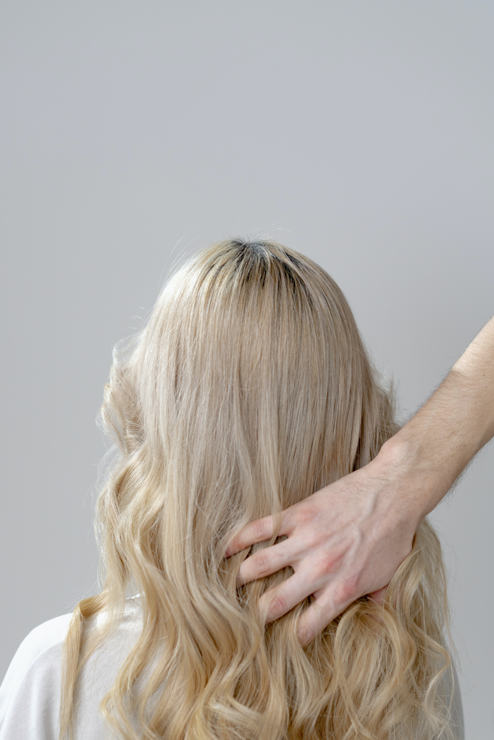 woman white shiny blonde hair