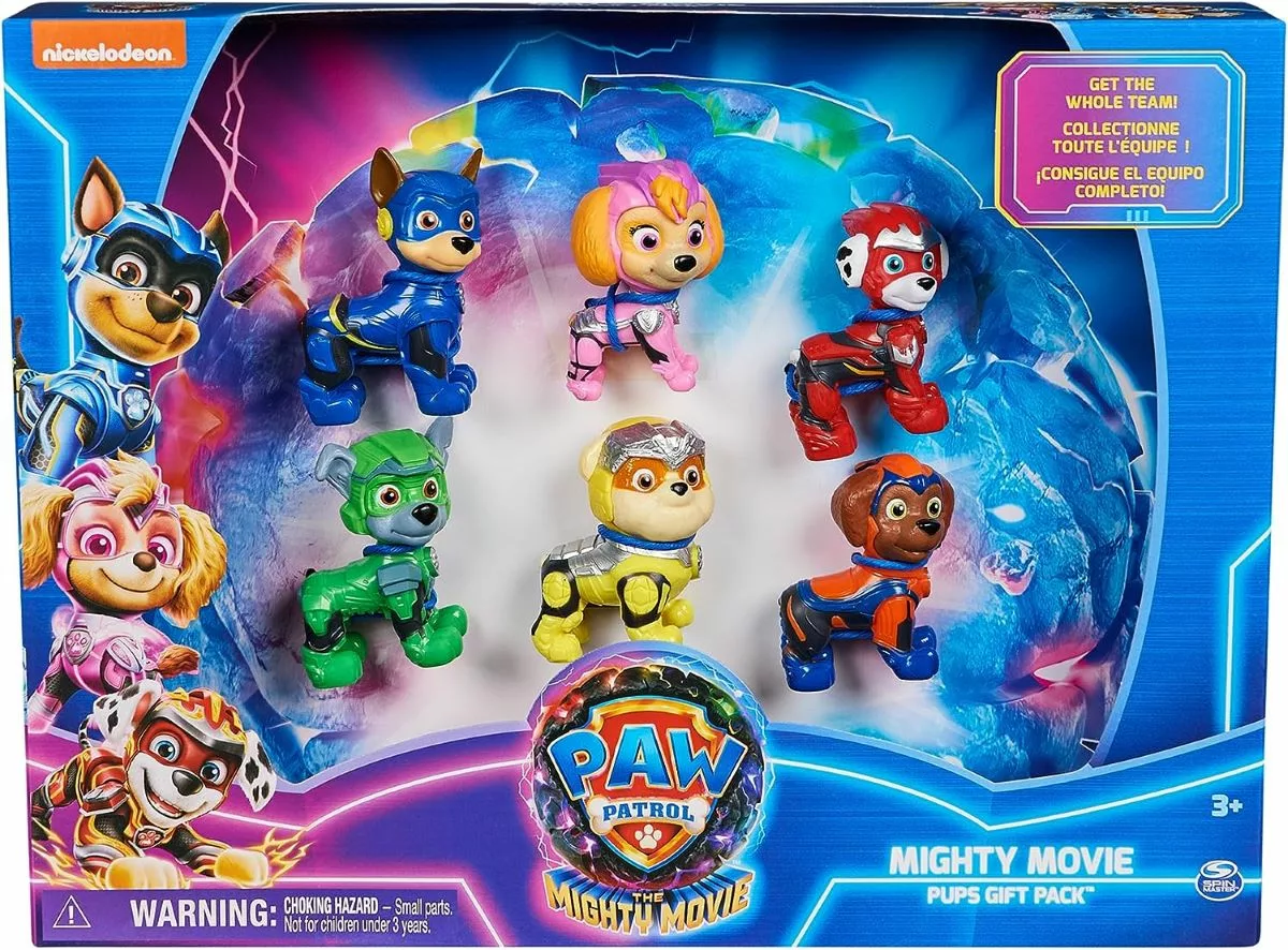 Paw Patrol The Mighty Movie Toy Figures Gift Pack with 6 Collectible Action Figures