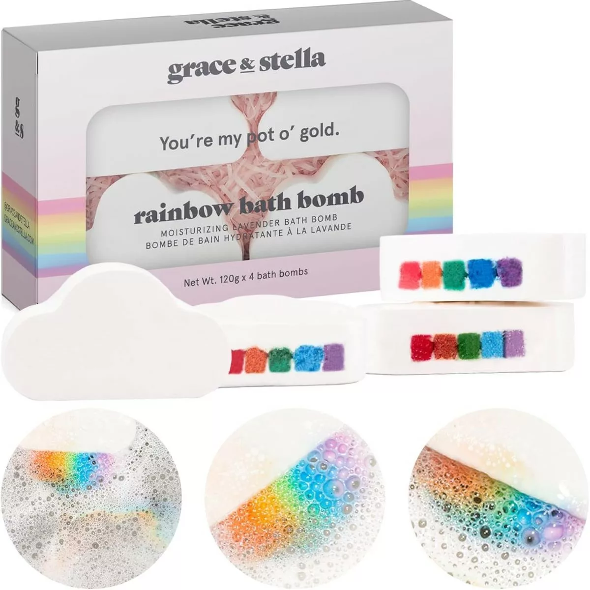Rainbow Bath Bombs from Grace & Stella