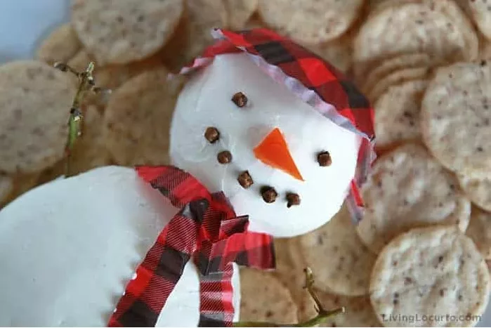 2 Ingredient Snowman Cheese Ball by LivingLocurto.com