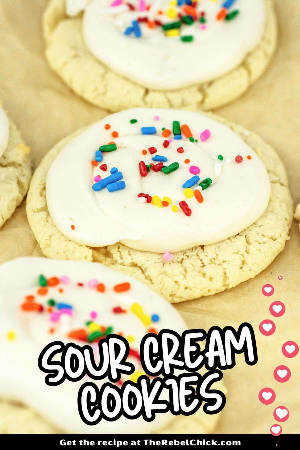 Sour Cream Cookies with frosting and sprinkles on top