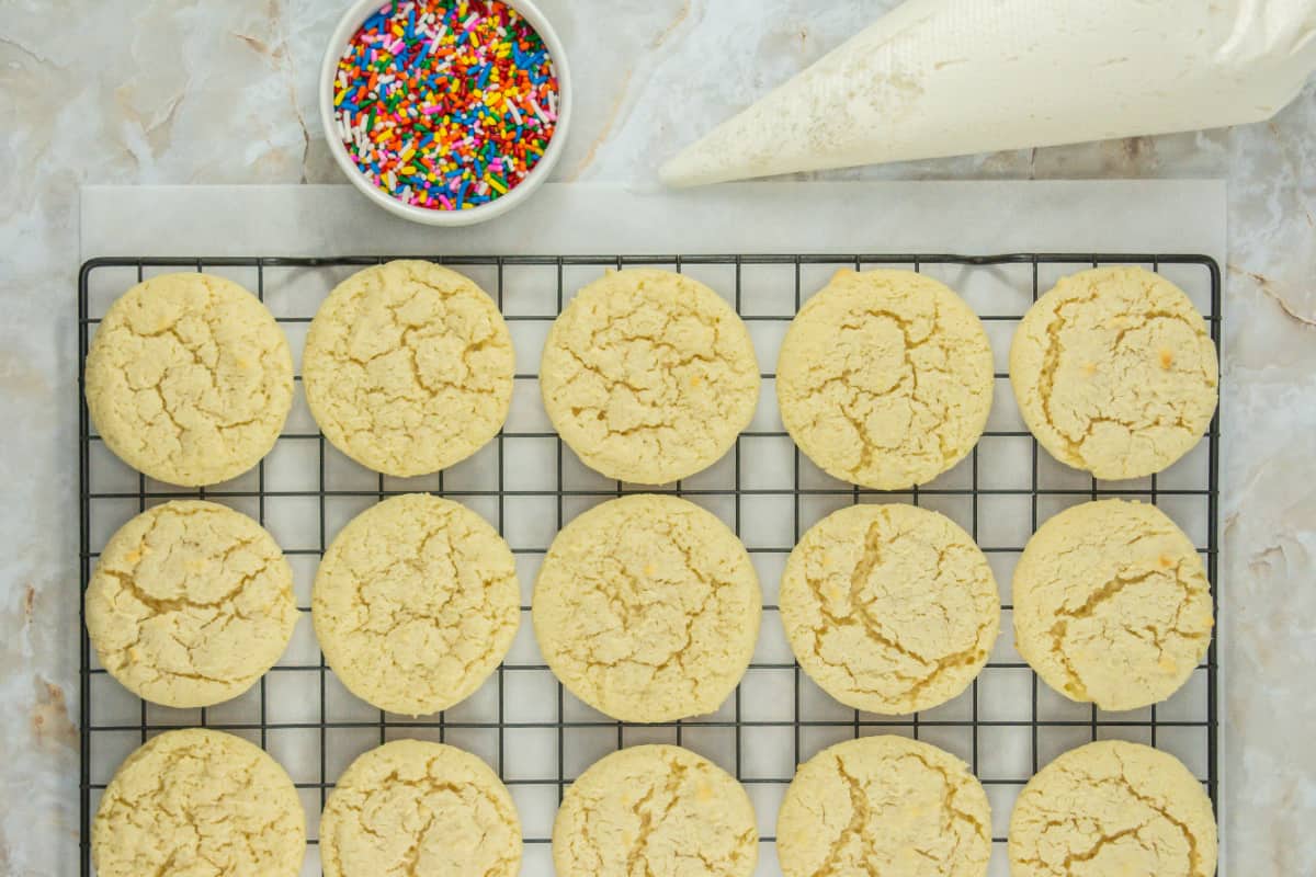 Sour Cream Cookies on a wire cooling rack