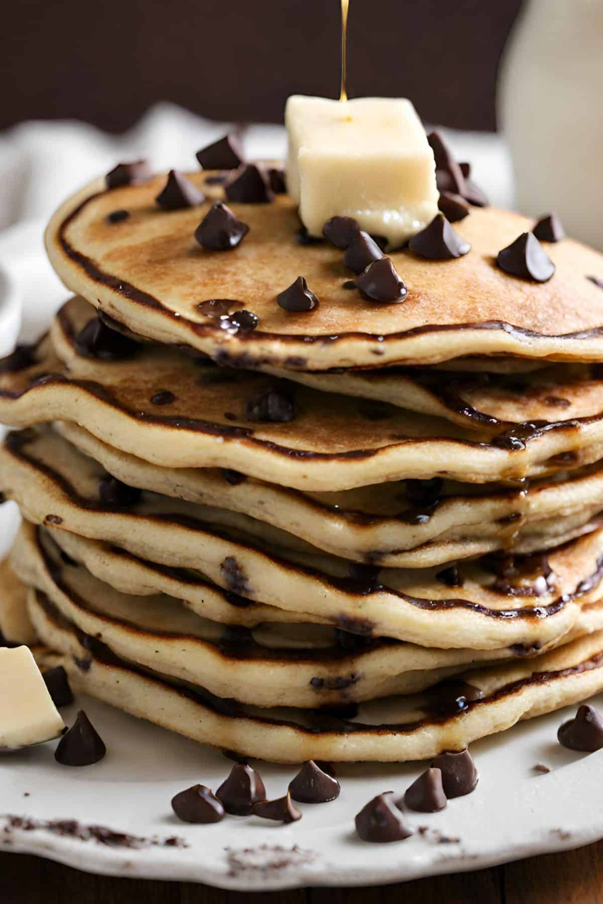 pancakes with chocolate easter egg shavings and chocolate chips
