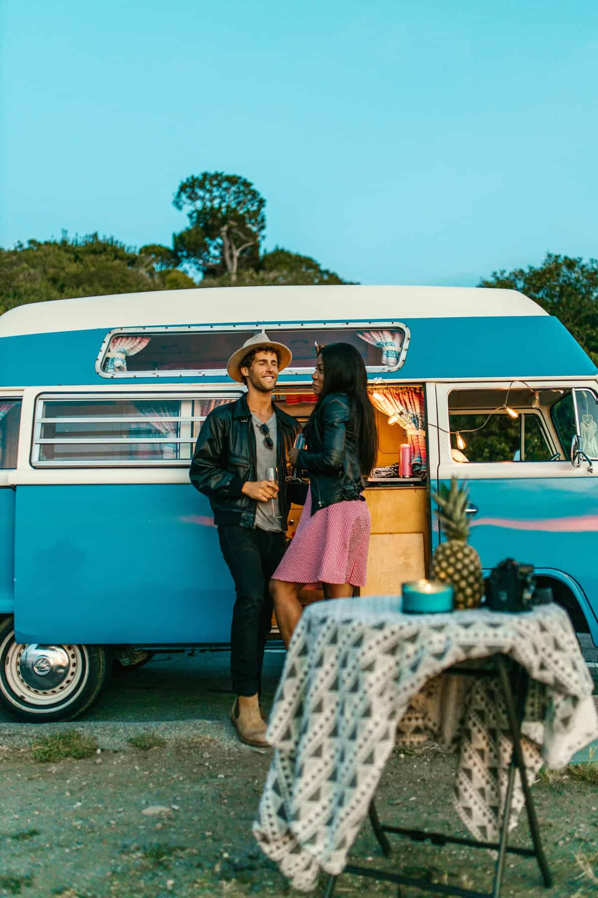 couple in front of their RV