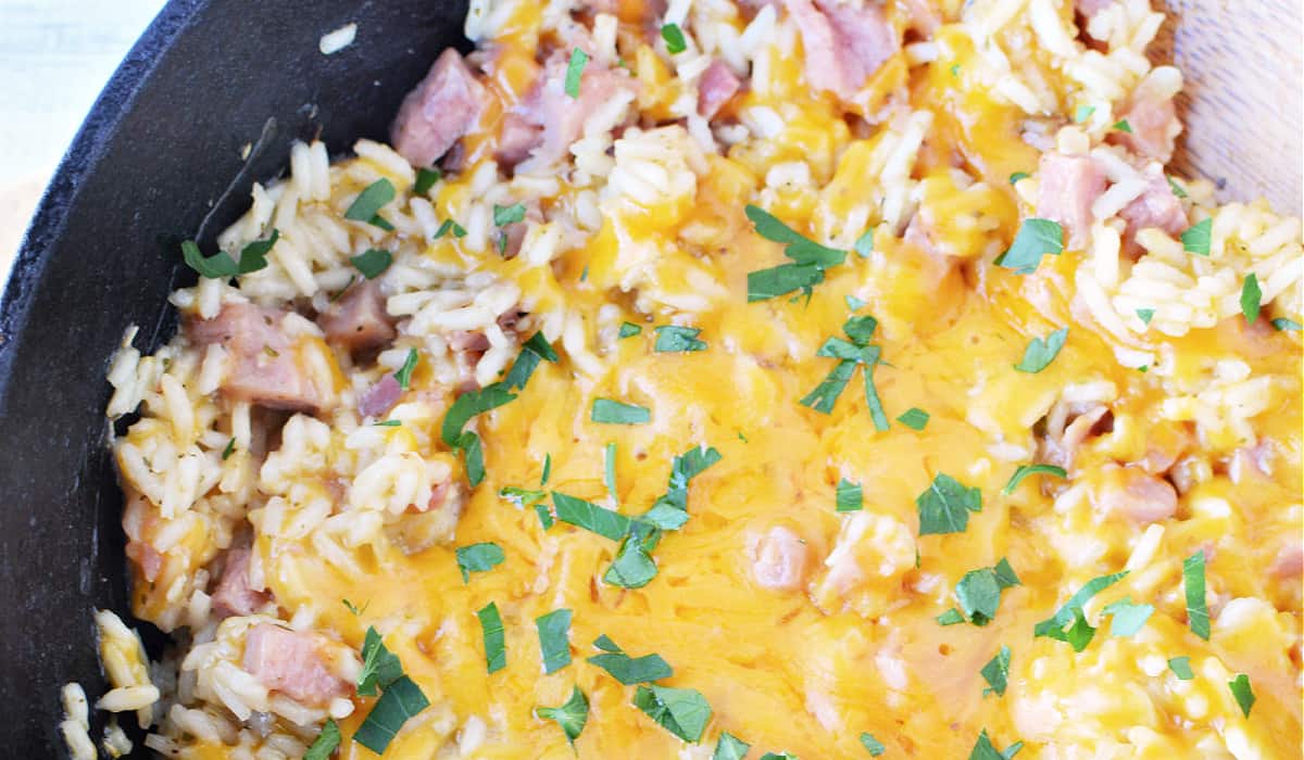 Ham Cheese and Rice Skillet