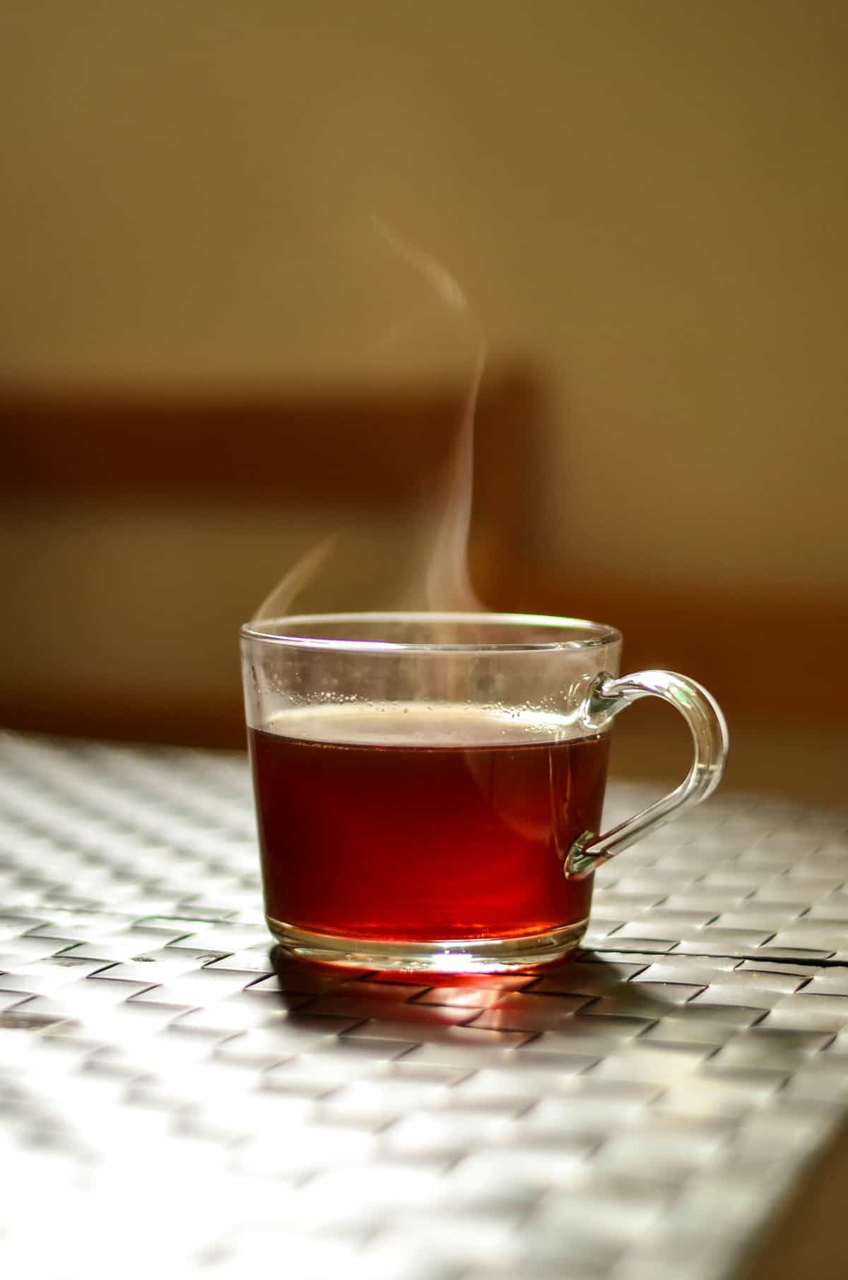 cup of steaming hot tea