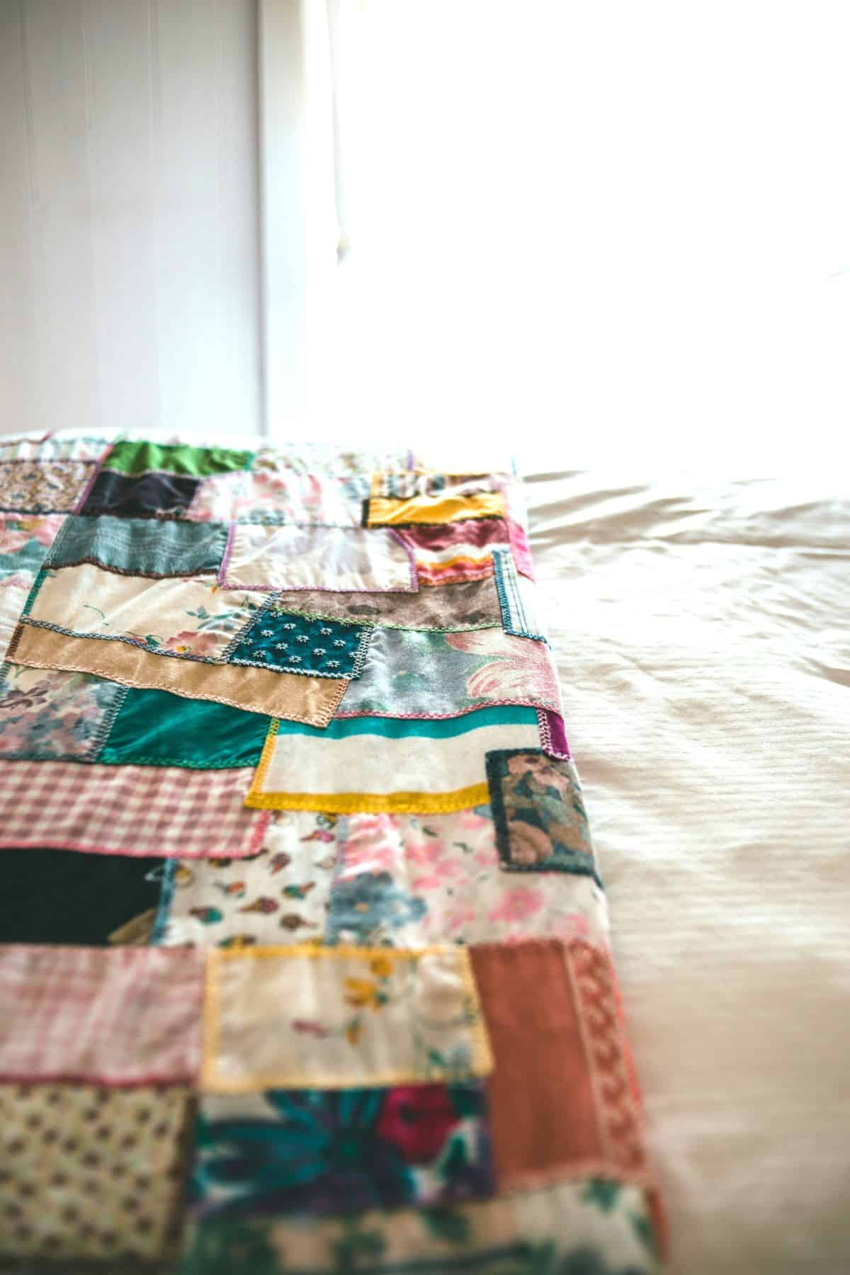 cotton quilts on a bed