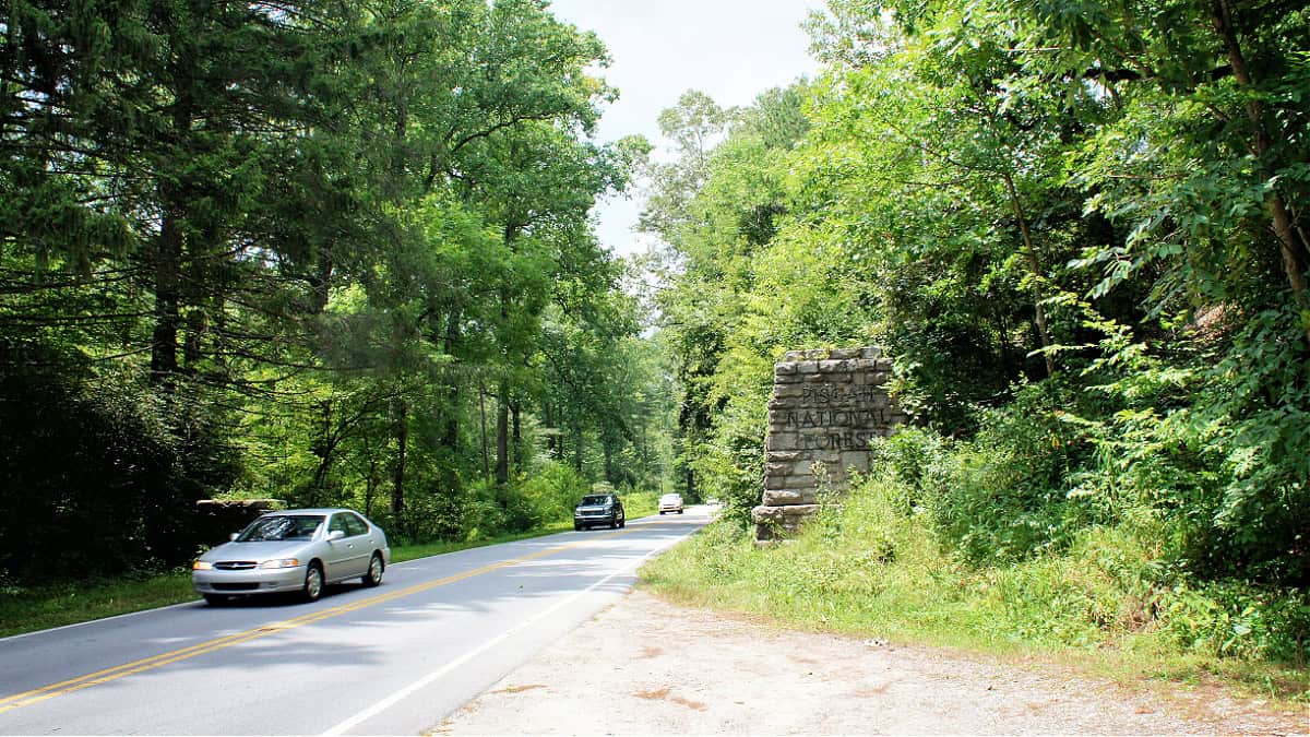park entrance at Pisgah National Forest in North Carolina