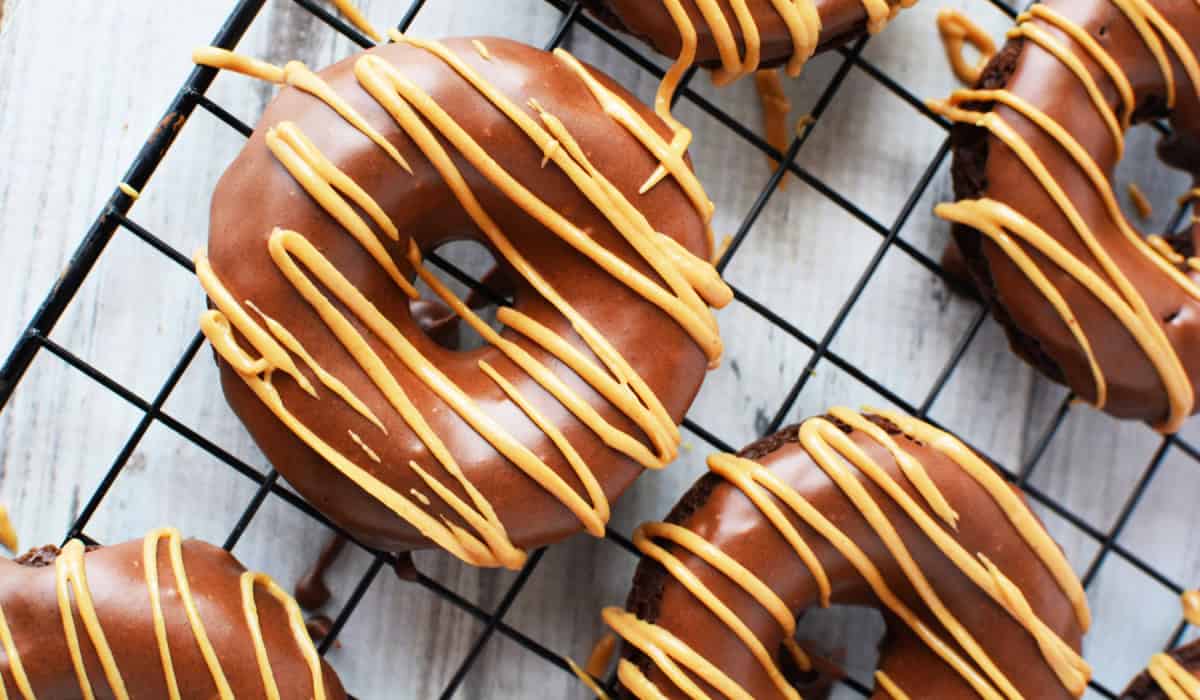 Chocolate Peanut Butter Cake Donuts