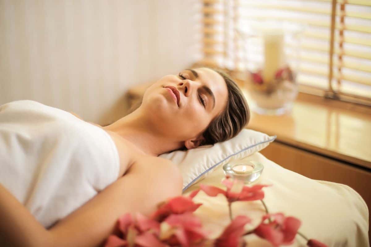 woman on a massage bed