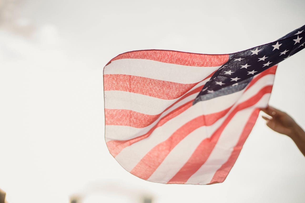 american flag waving in the wind