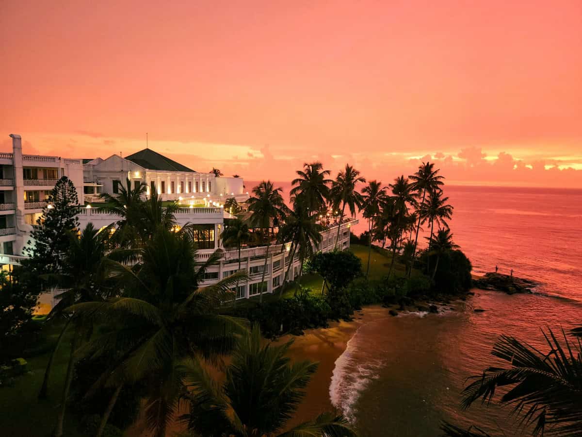 hotel on a Cliff against a sunset