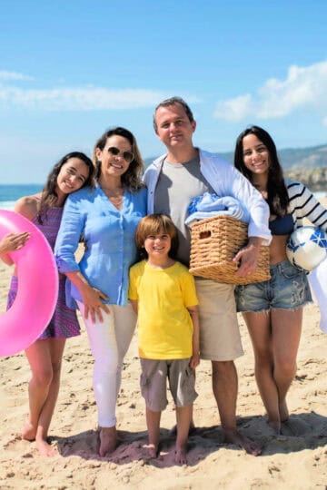 family on the beach on summer vacation