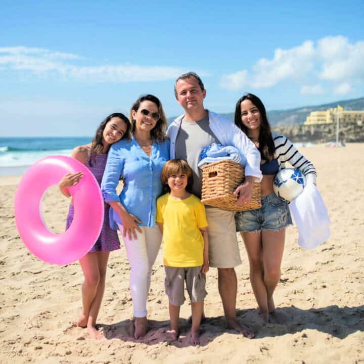 family on the beach on summer vacation