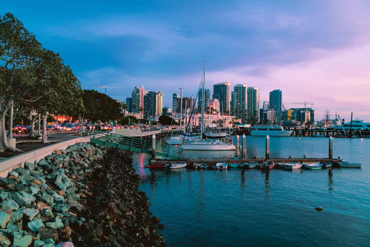 san diego shoreline at sunset