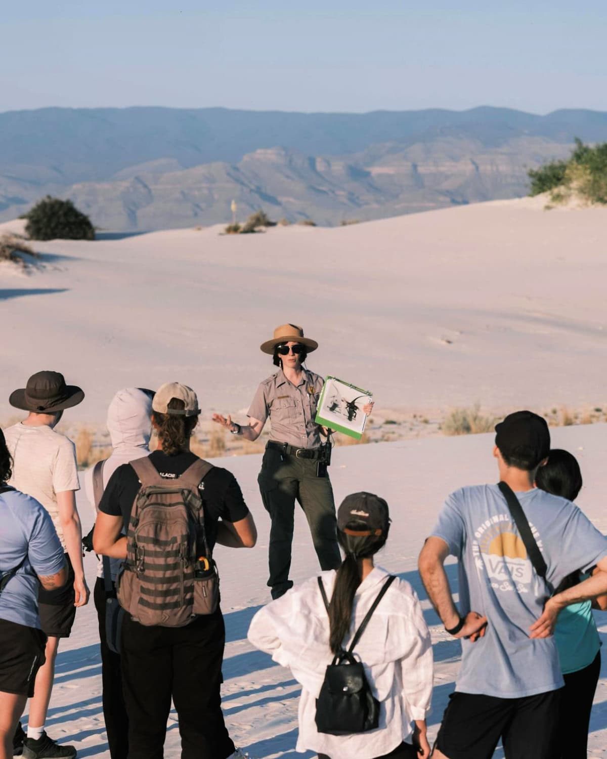 tour guide with a crowd