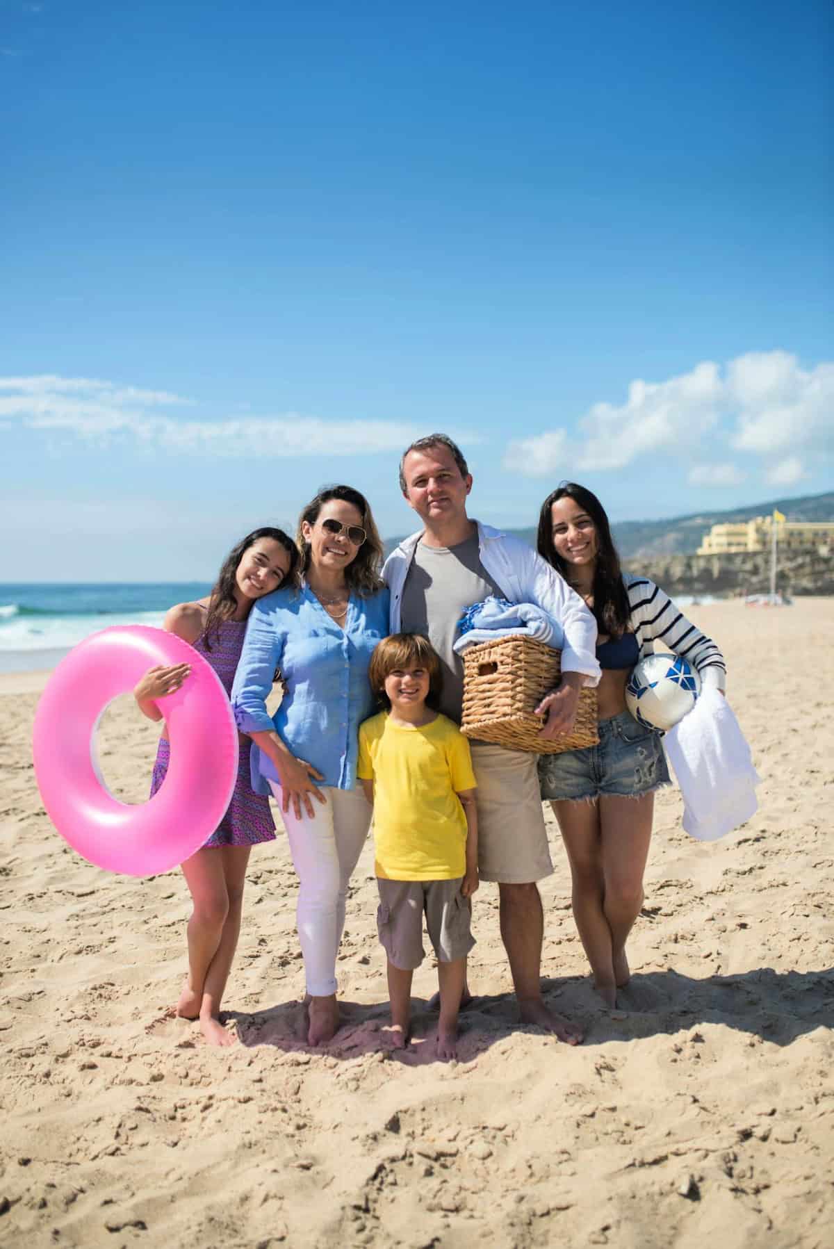 family on the beach on summer vacation