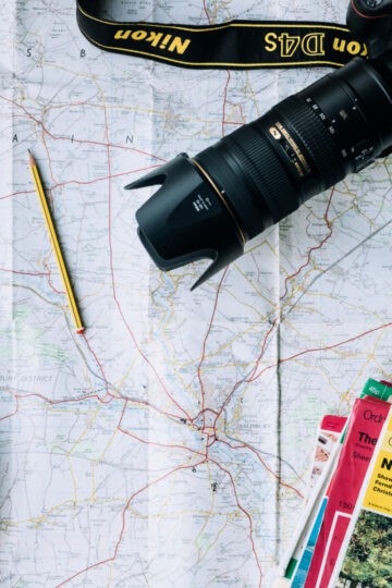 vacation planning with a map