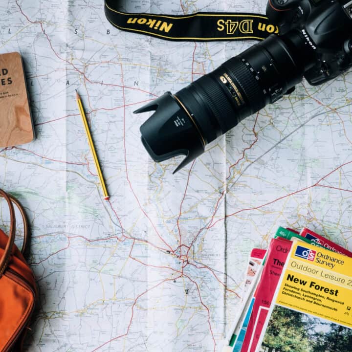 vacation planning with a map