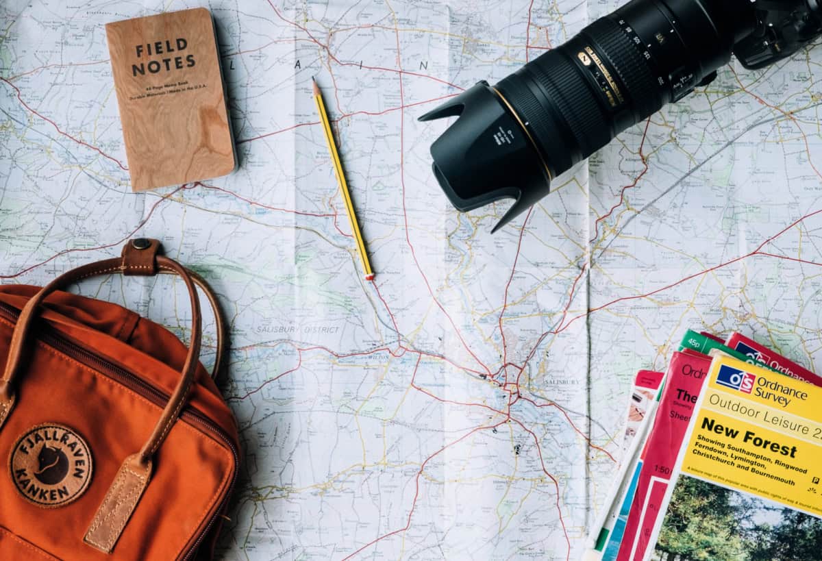 vacation planning with a map