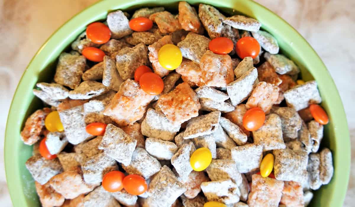 Halloween Muddy Buddies with Reese's pieces