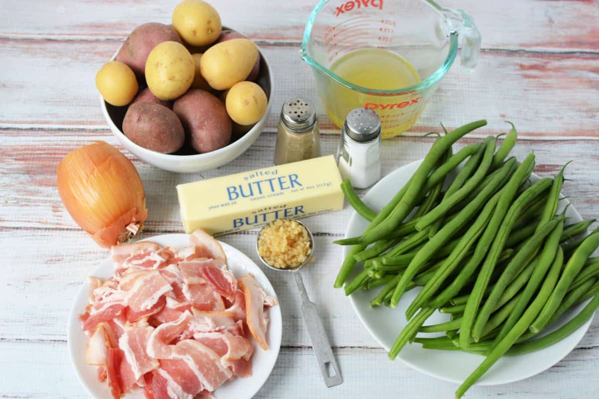 ingredients to make Potatoes and Green Beans
