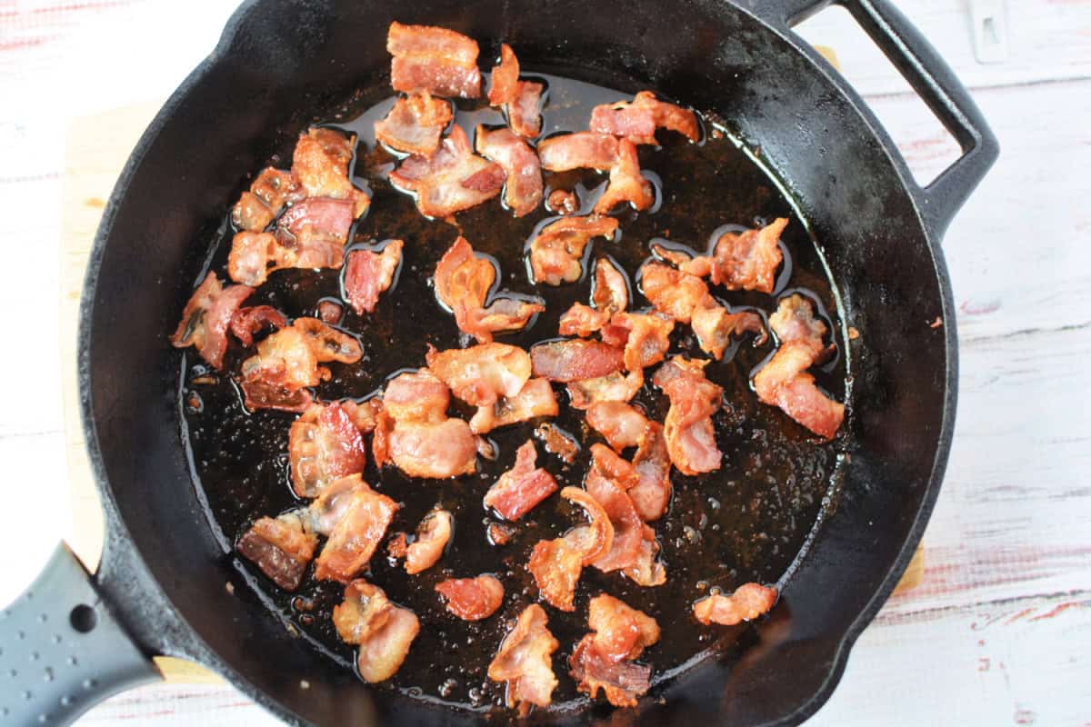 cooked bacon in a pan
