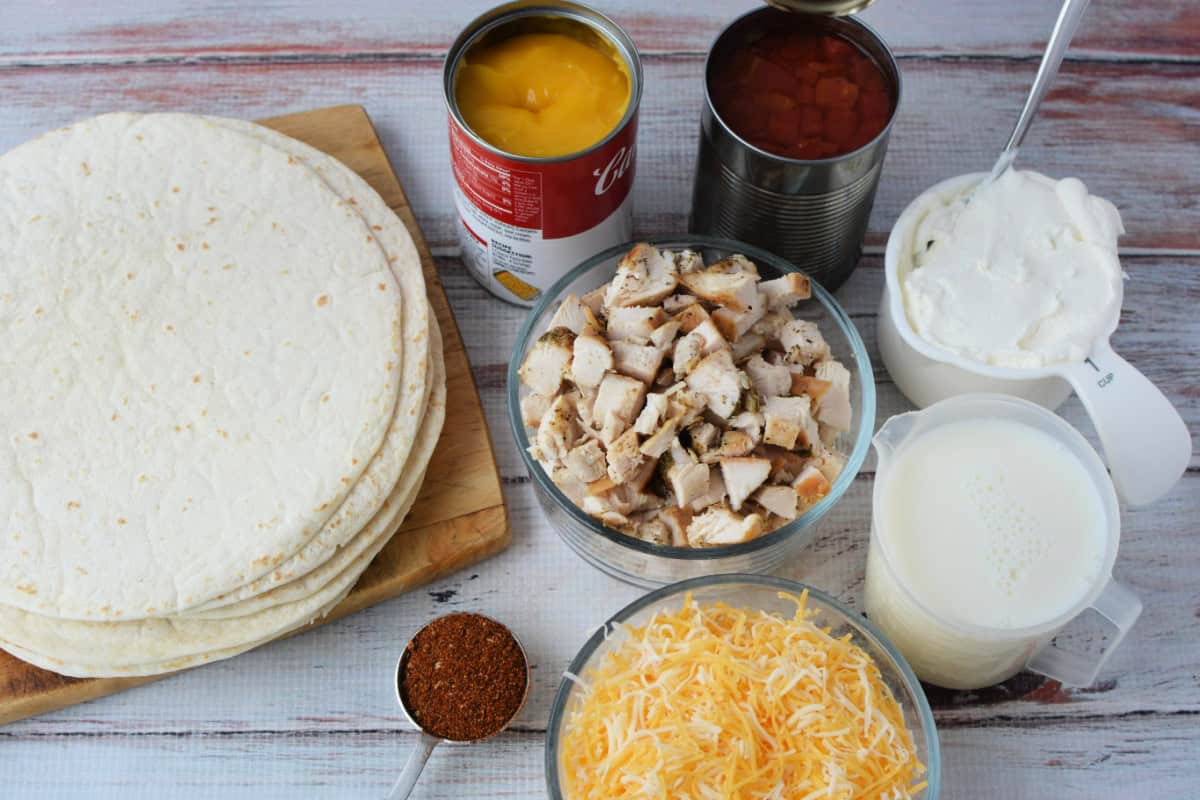 ingredients for making Sour Cream Enchiladas