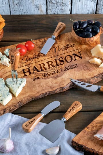 wooden cutting board with personalization