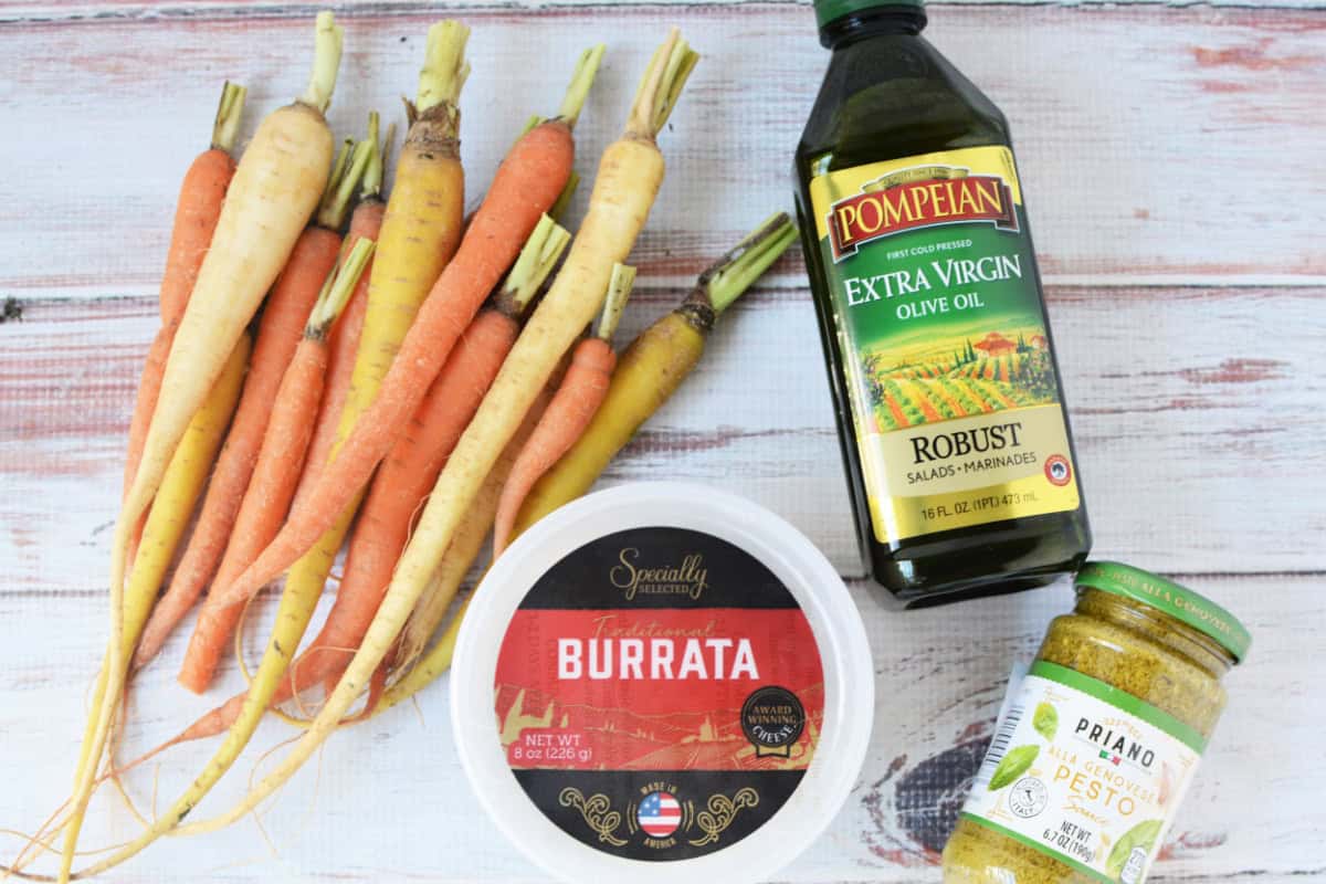 Roasted Carrots Recipe with Burrata and Pesto