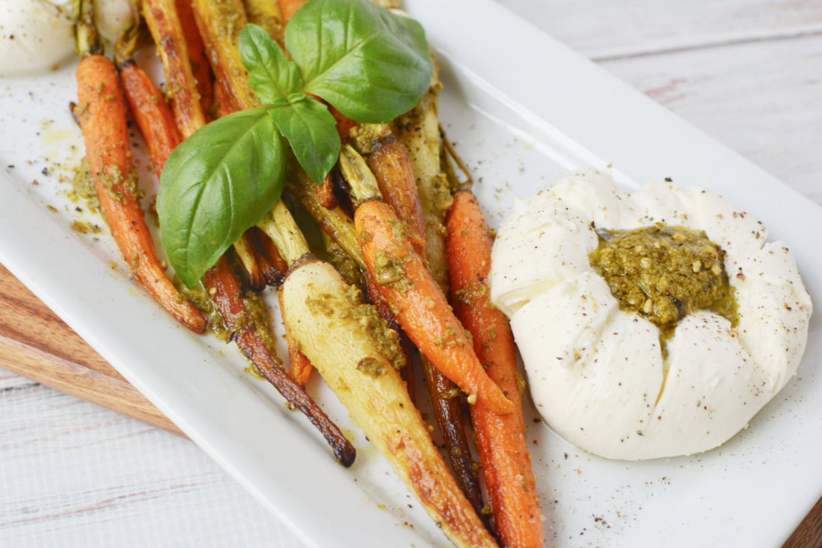 Roasted Carrots Recipe with Burrata and Pesto (7)