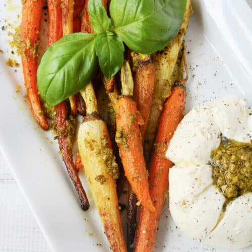 Roasted Carrots Recipe with Burrata and Pesto (7)
